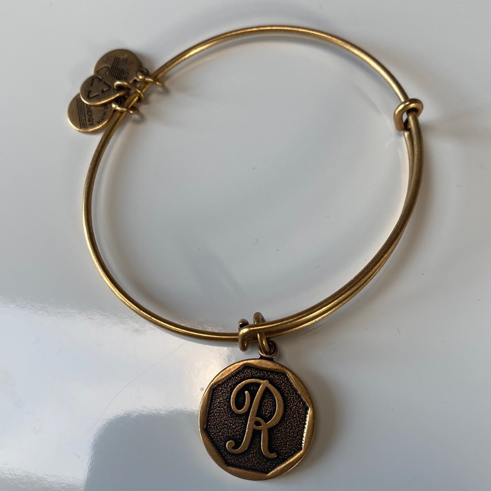 Alex And Ani "R" Initial Expandable Wire Bangle B… - image 2